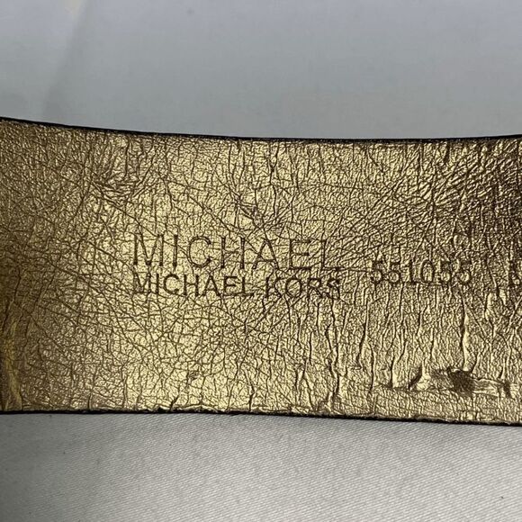 Michael Michael Kors Brown Gold Reptile Print Leather Belt - Picture 6 of 7